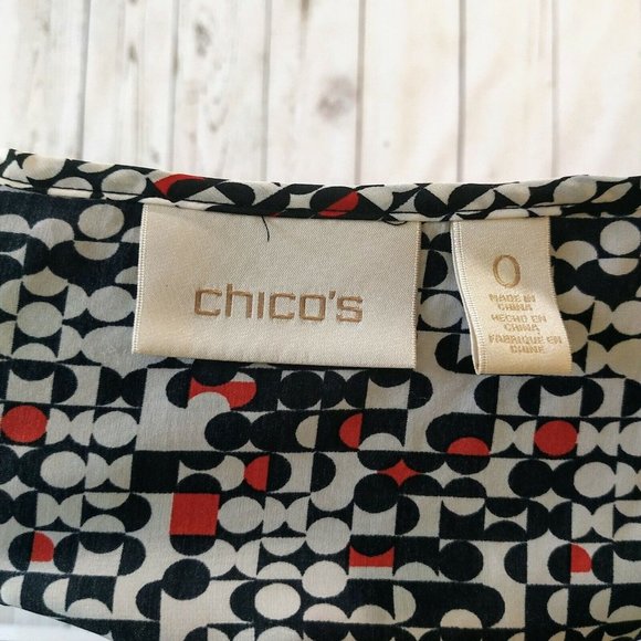 Chico's Travelers Geometric Top sz 0 Small Sleeveless EUC Red Black Chicos - Picture 6 of 7
